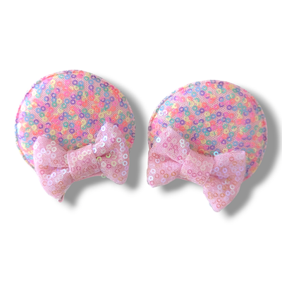 Mini Piggy tail Bow Hair Clips - Confetti