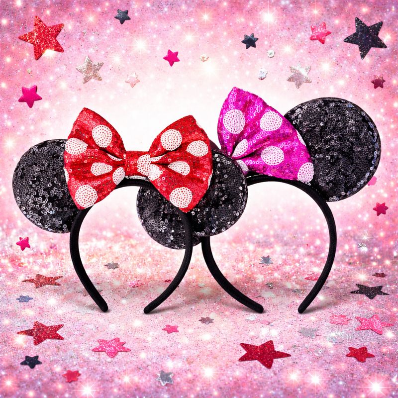 Sequin Bow Headband - Red Minnie 