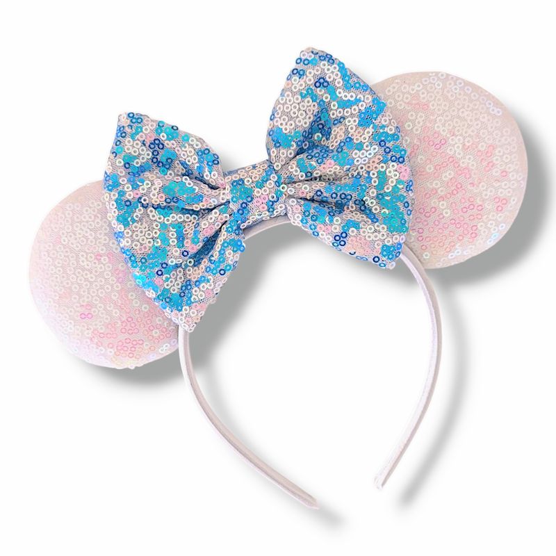 Sequin Bow Headband - Blue Frosty