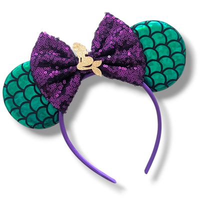 Sequin Bow Headband - Green Mermaid