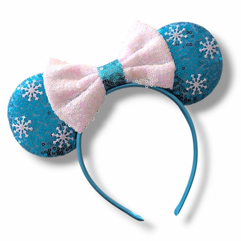 Sequin Bow Headband - Blue Frosty