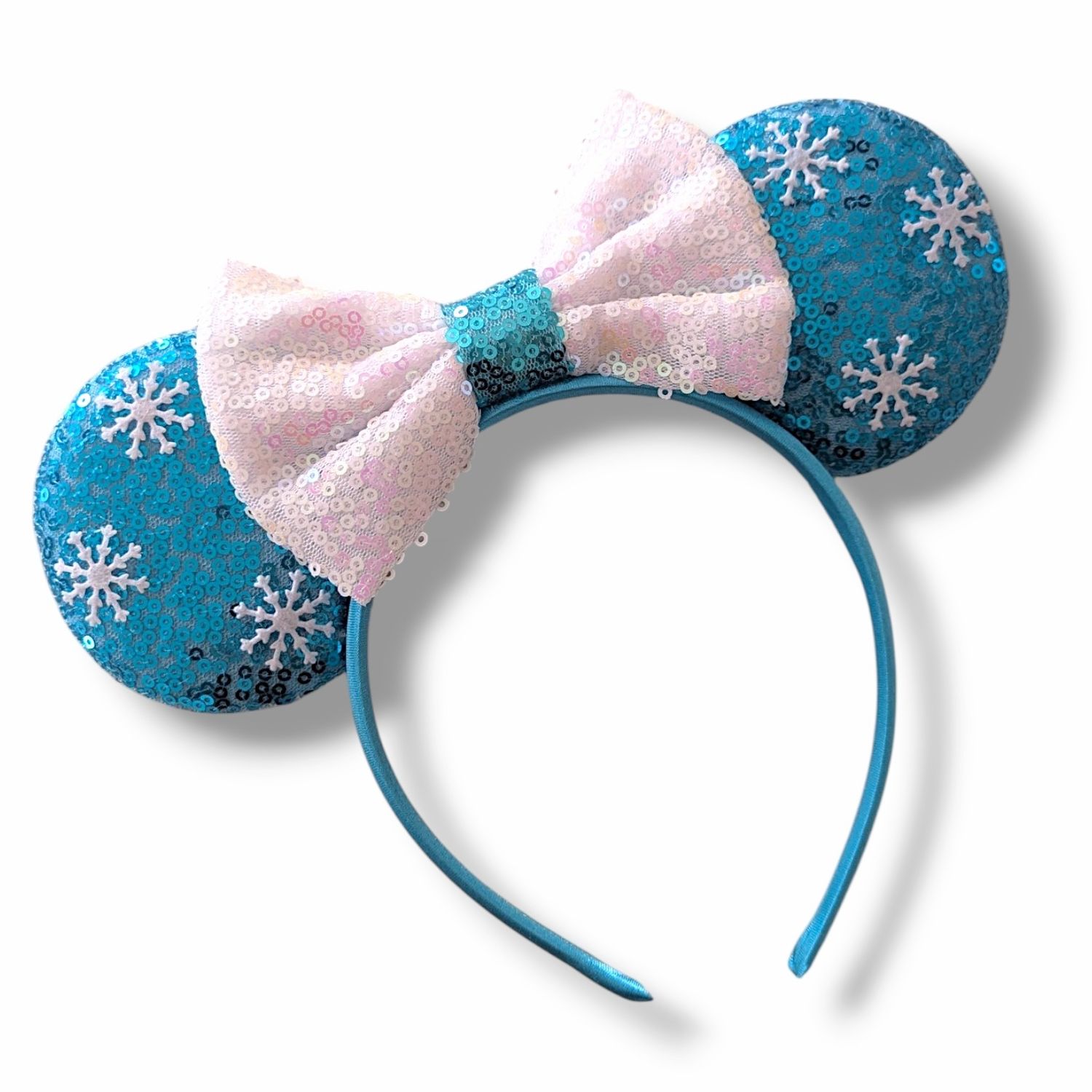 Sequin Bow Headband - Blue Frosty