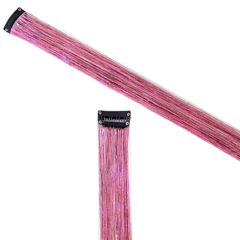 Clip in Hair Extension - Tinsel Rose Pink