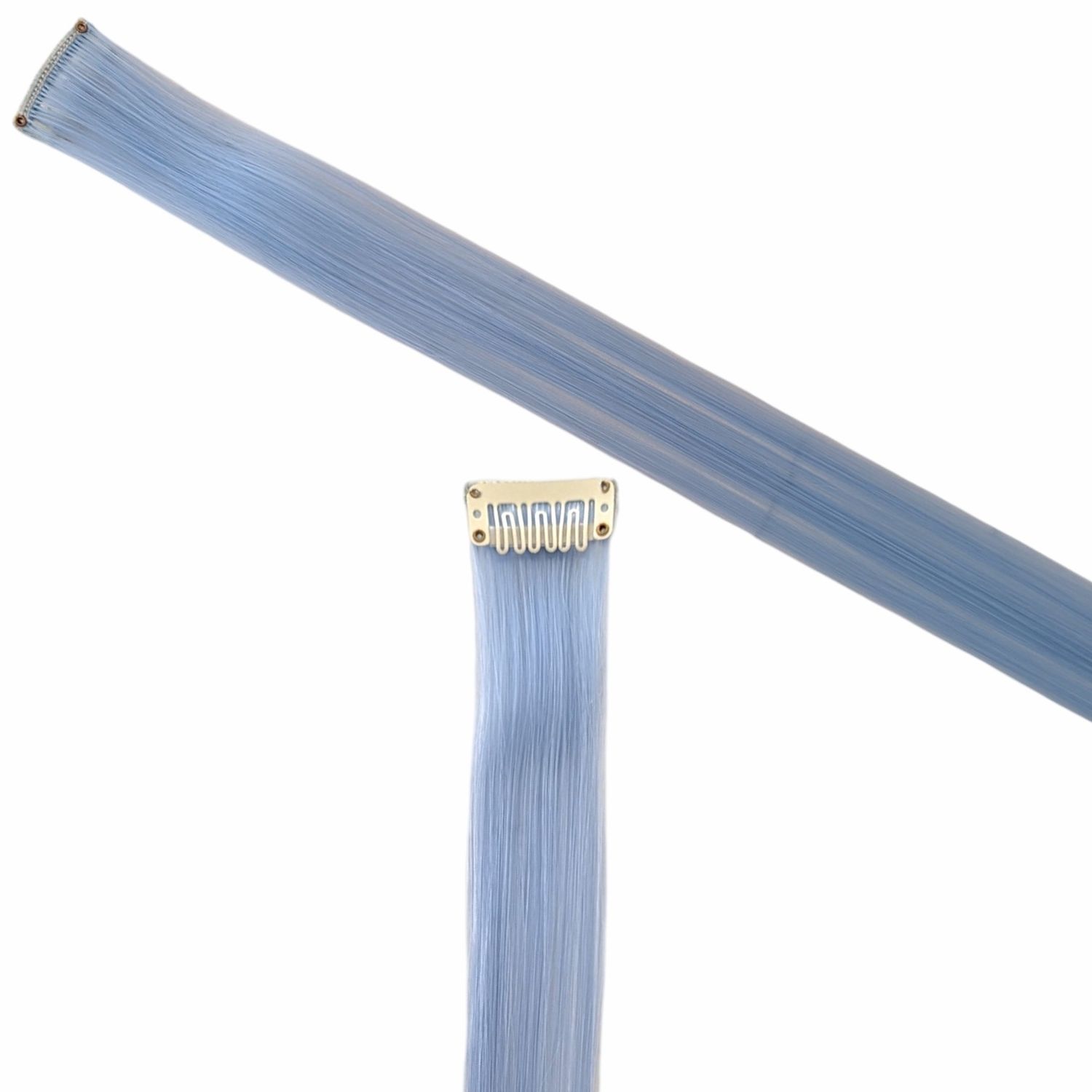 Clip in Hair Extension - Baby Blue (White Clip)