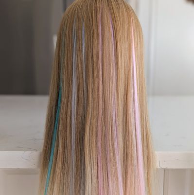 Clip in Hair Extension - Baby Blue (White Clip)