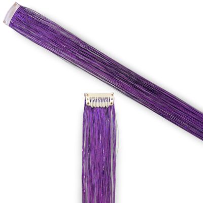 Clip in Hair Extension - Tinsel Midnight Purple (White Clip)