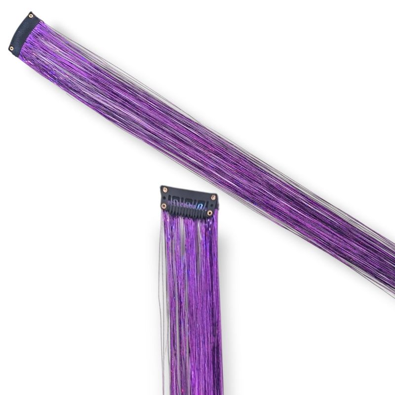 Clip in Hair Extension - Tinsel Midnight Purple