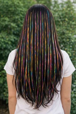 Clip in Hair Extension - Tinsel Rainbow