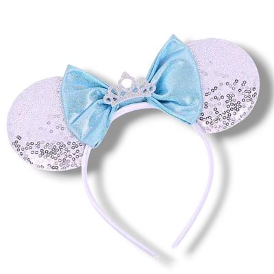Sequin Bow Headband - Blue Princess