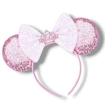 Sequin Bow Headband - Pink Princess