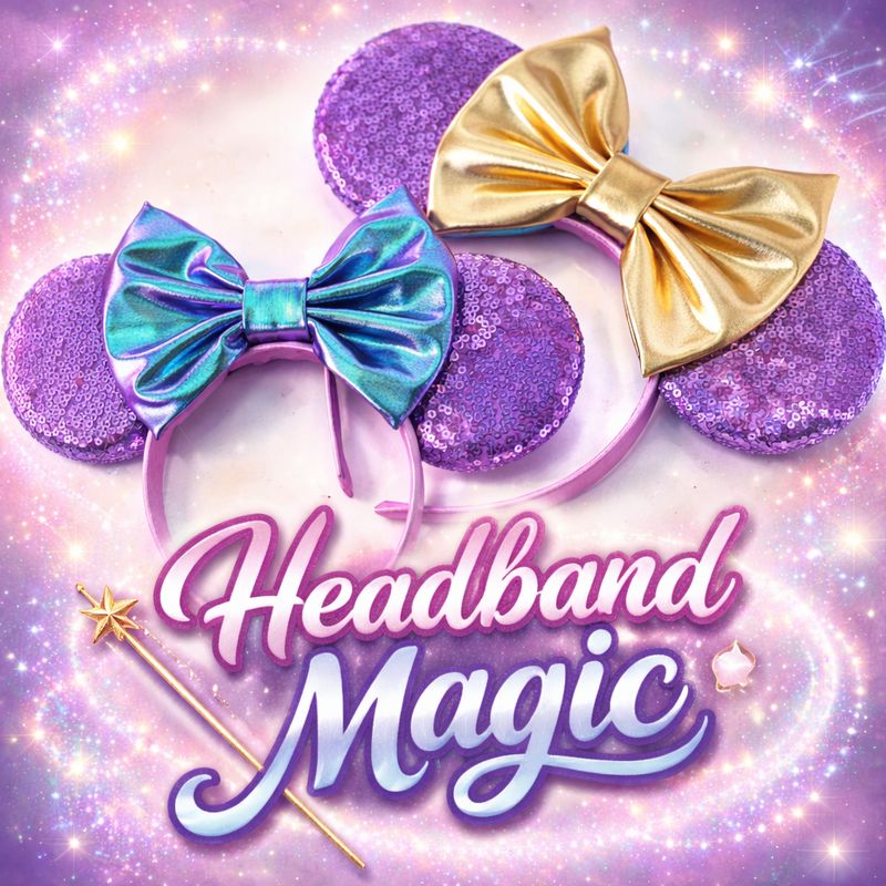 Sequin Bow Headband - Purple