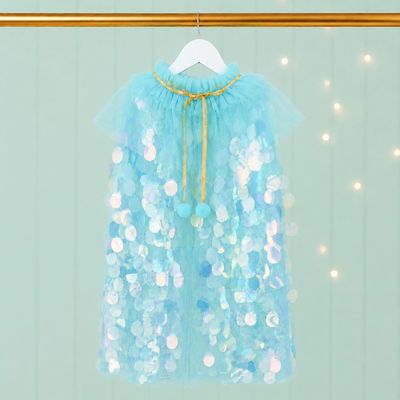 Mermaid Shimmer Sequin Cape - Blue