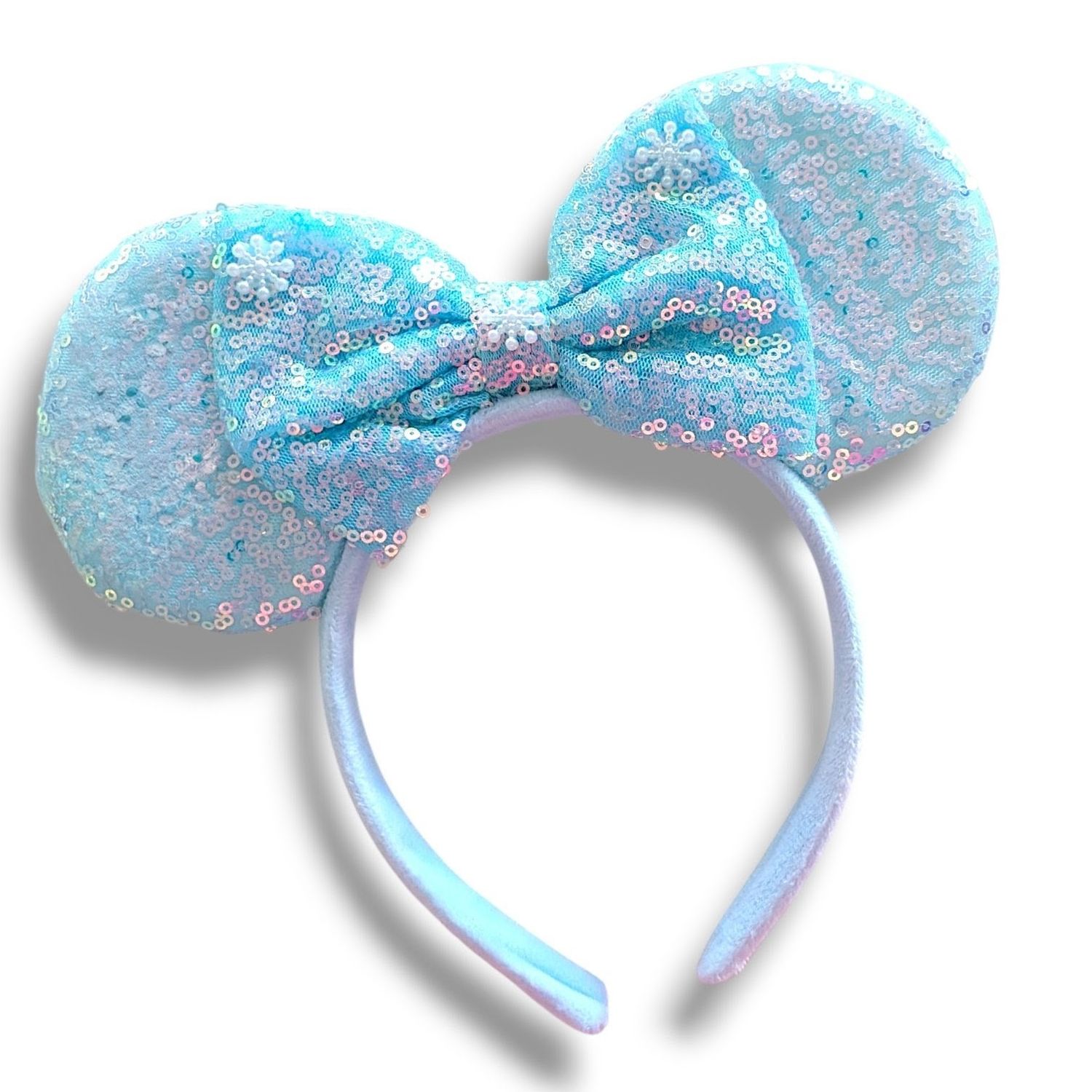 Sequin Plush Headband - Baby Blue