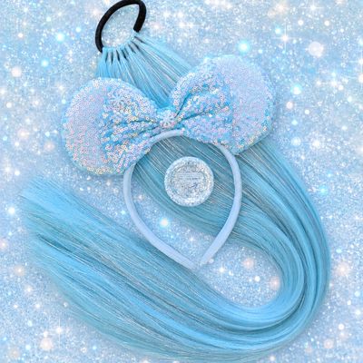 Sequin Plush Headband - Baby Blue