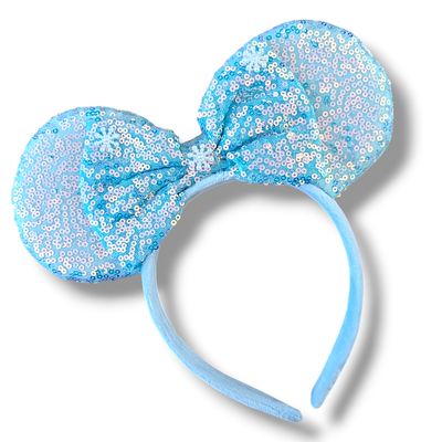 Sequin Plush Headband - Baby Blue