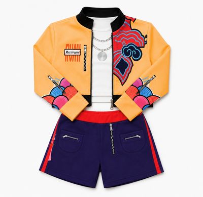 Kids K-pop Dress up Costume - Orange Print Set