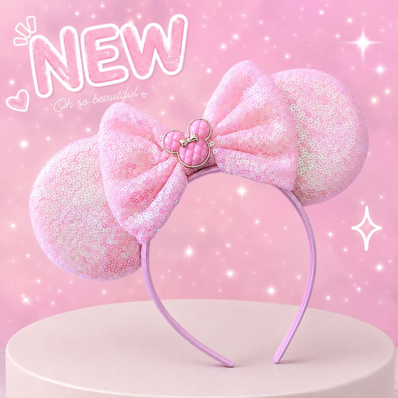 Sequin Bow Headband - Blush Magic