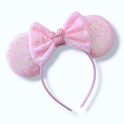 Sequin Bow Headband - Blush Magic
