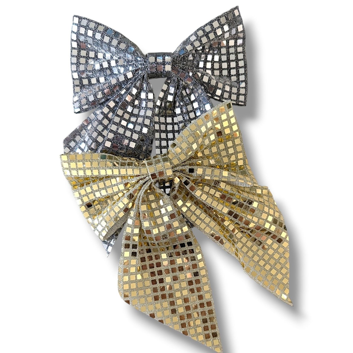 Christmas Shimmer Bow Clips - Gold and Silver