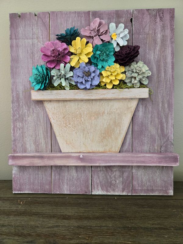 Pinecone flowers pot