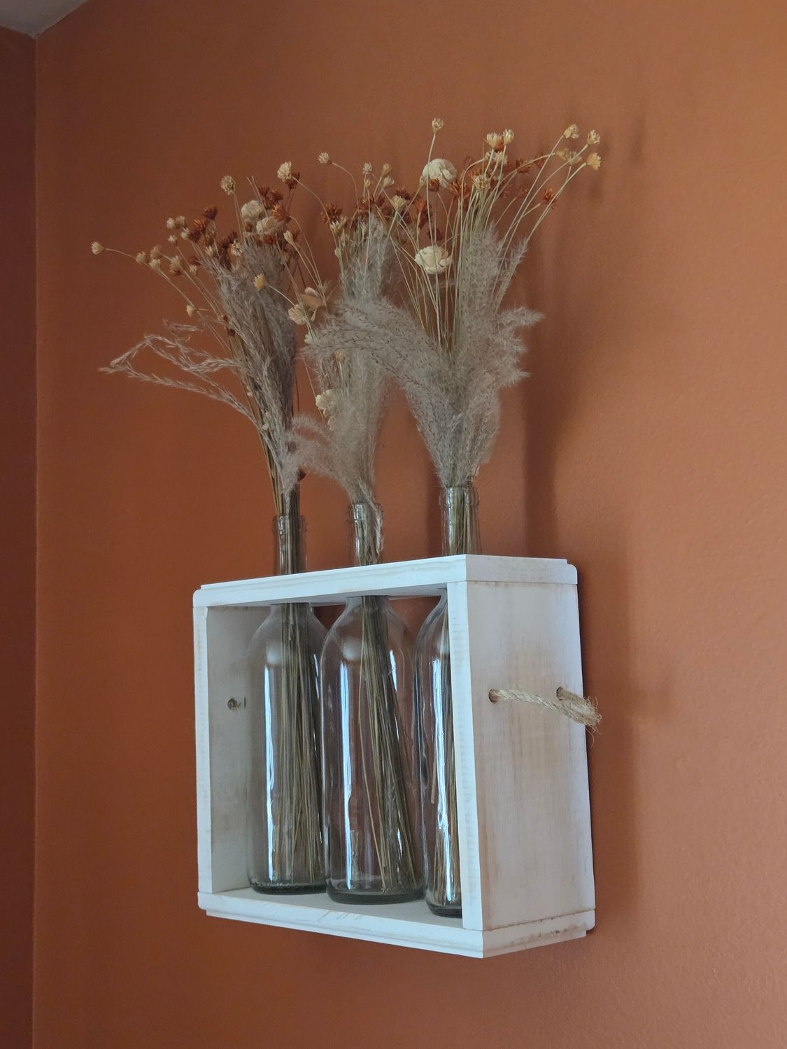 Wood and Glass Bottle Vase