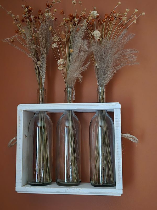 Wood and Glass Bottle Vase