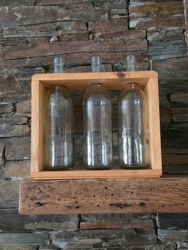 Wood and Glass Bottle Vase
