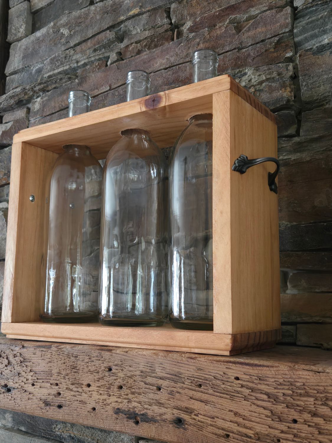 Wood and Glass Bottle Vase Wood and Glass Bottle Vase