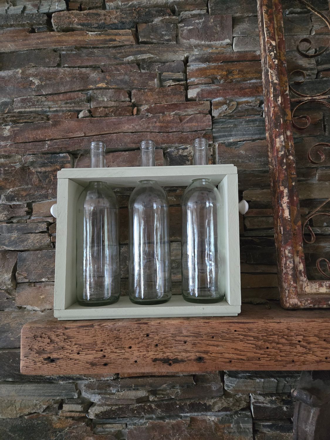 Wood and Glass Bottle Vase Wood and Glass Bottle Vase