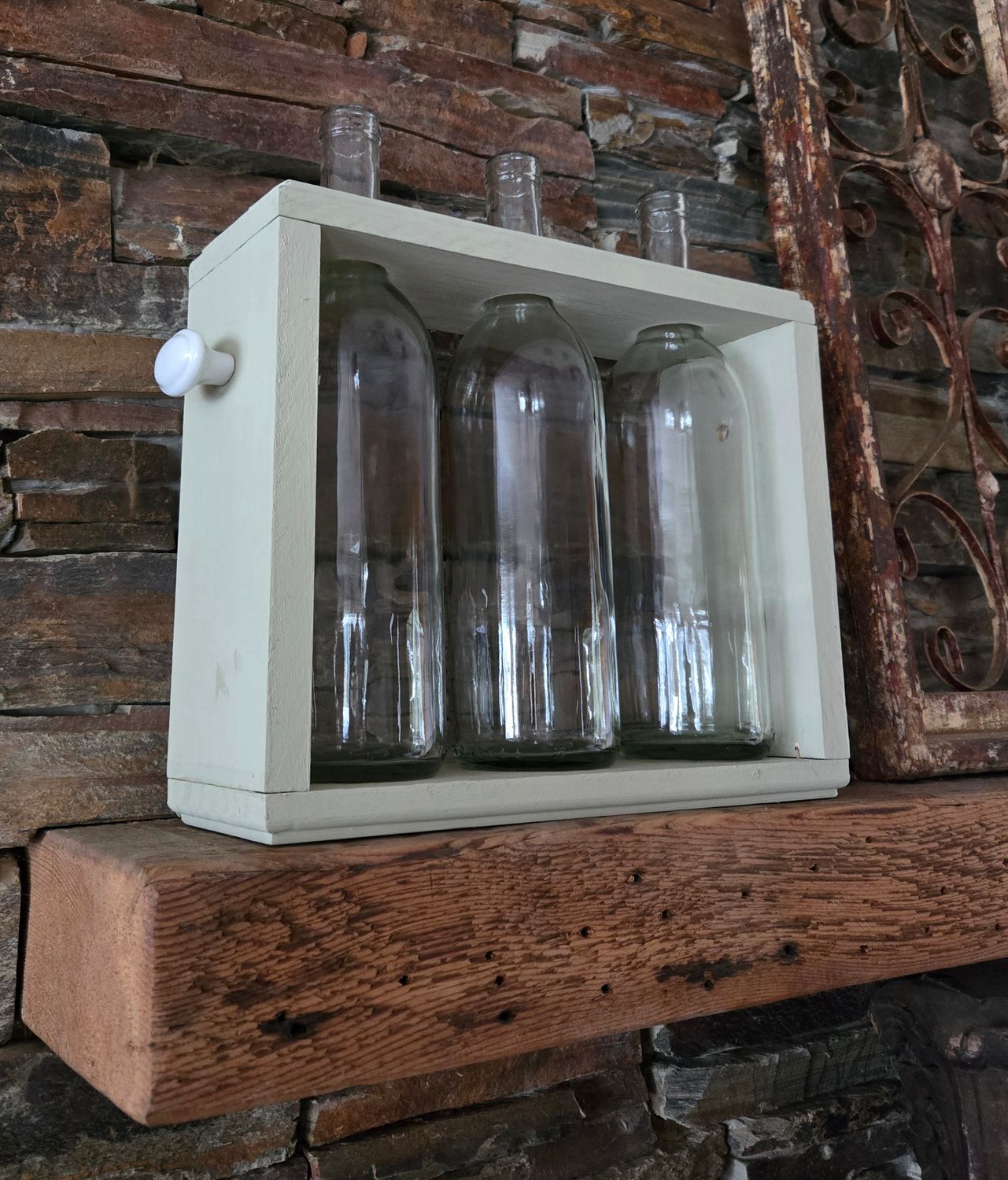 Wood and Glass Bottle Vase Wood and Glass Bottle Vase