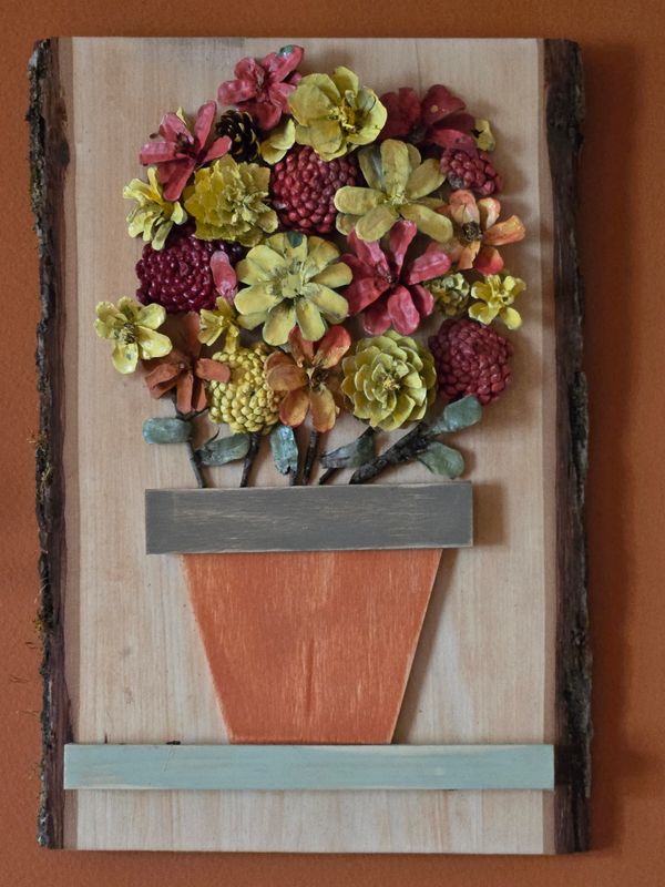 Pinecone Flower Pot Wall Art