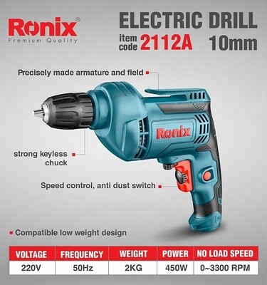 Taladro Eléctrico 450w Ronix 10mm