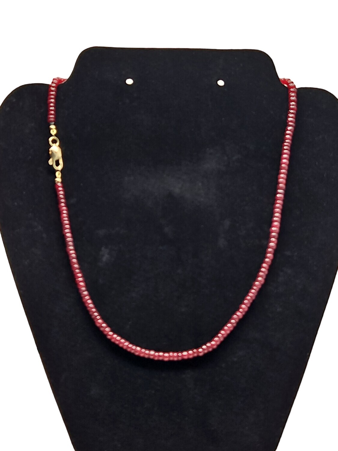 AAA Natural Untreated Ruby Gemstone Necklace 14k Gold - 18&quot; Long