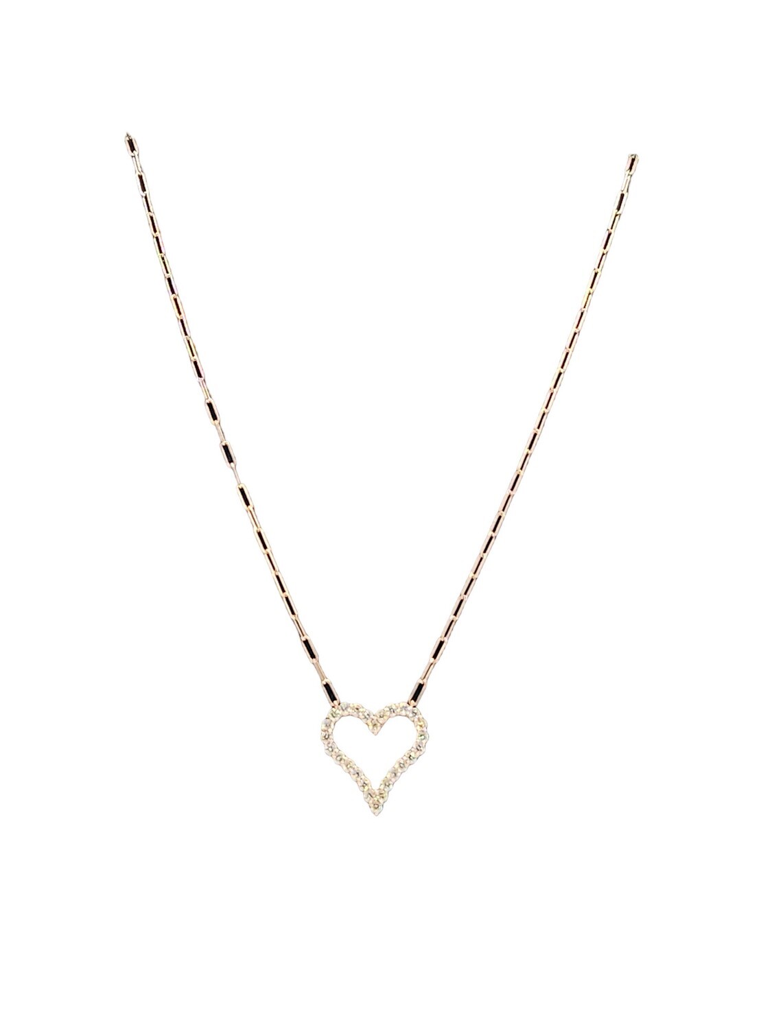 20"L Heart Pendant & Paperclip Necklace 14k Rose Gold & .75ct Natural Diamonds