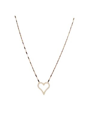 20&quot;L Heart Pendant &amp; Paperclip Necklace 14k Rose Gold &amp; .75ct Natural Diamonds
