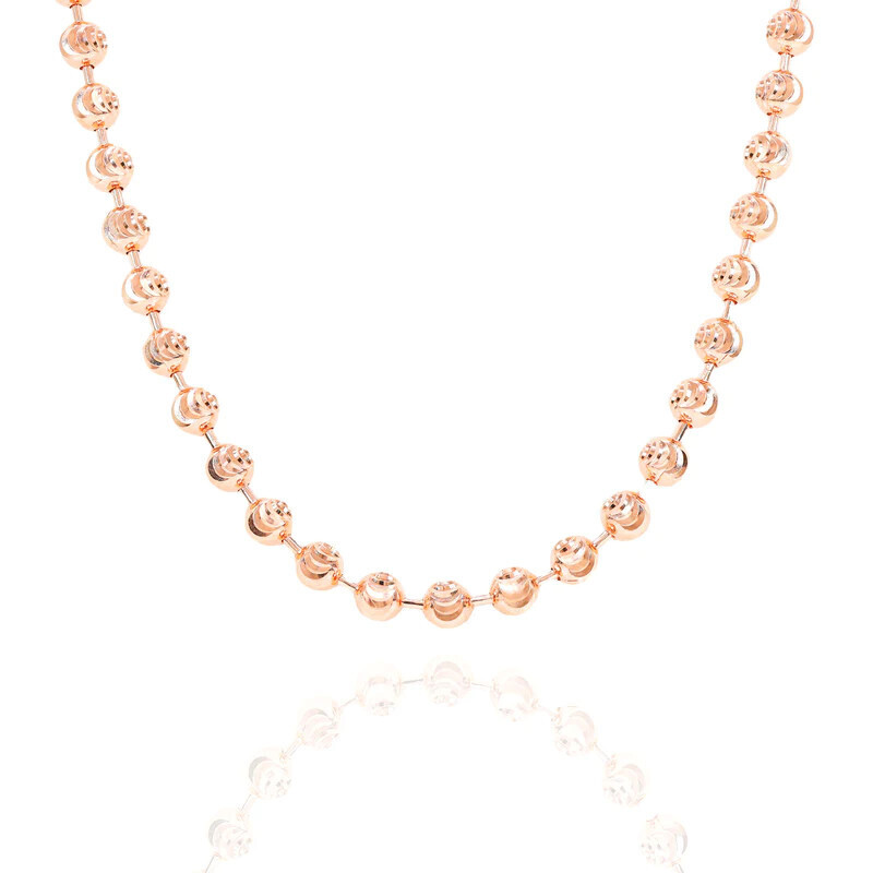 Faceted Moon-Cut Necklace - 18" Long - 14k Rose Gold - 12.31 grams