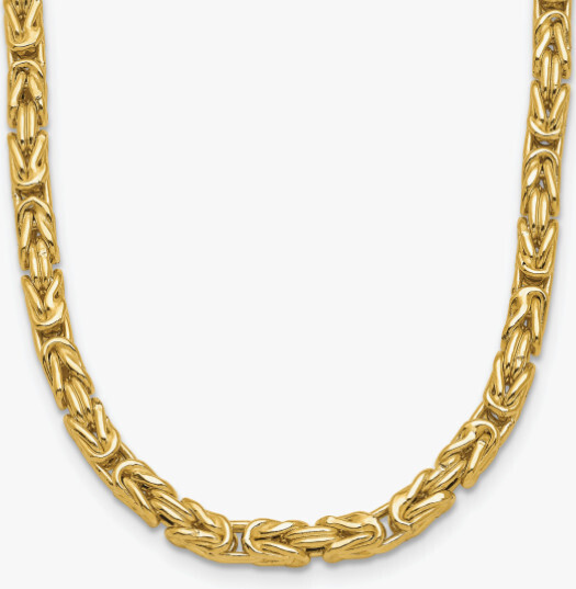 24&quot; Long Byzantine Necklace - Solid 14k Yellow Gold - 50 grams