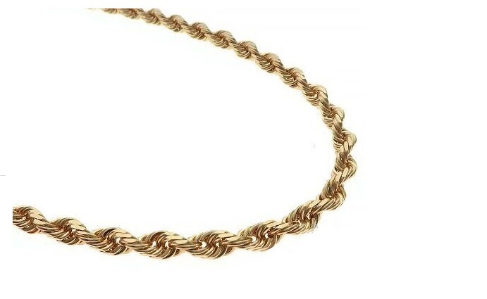 24&quot; Long Rope Necklace - Solid 14k Yellow Gold - 25 grams