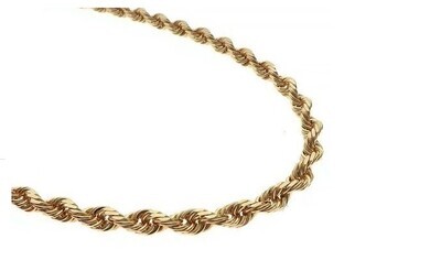 24" Long Rope Necklace - Solid 14k Yellow Gold - 25 grams