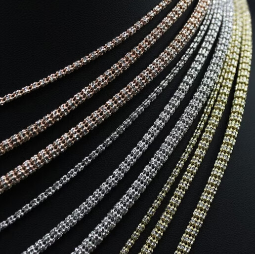 24" Long Diamond Cut Icy Necklace - Solid 14k Rose Gold - 26 grams