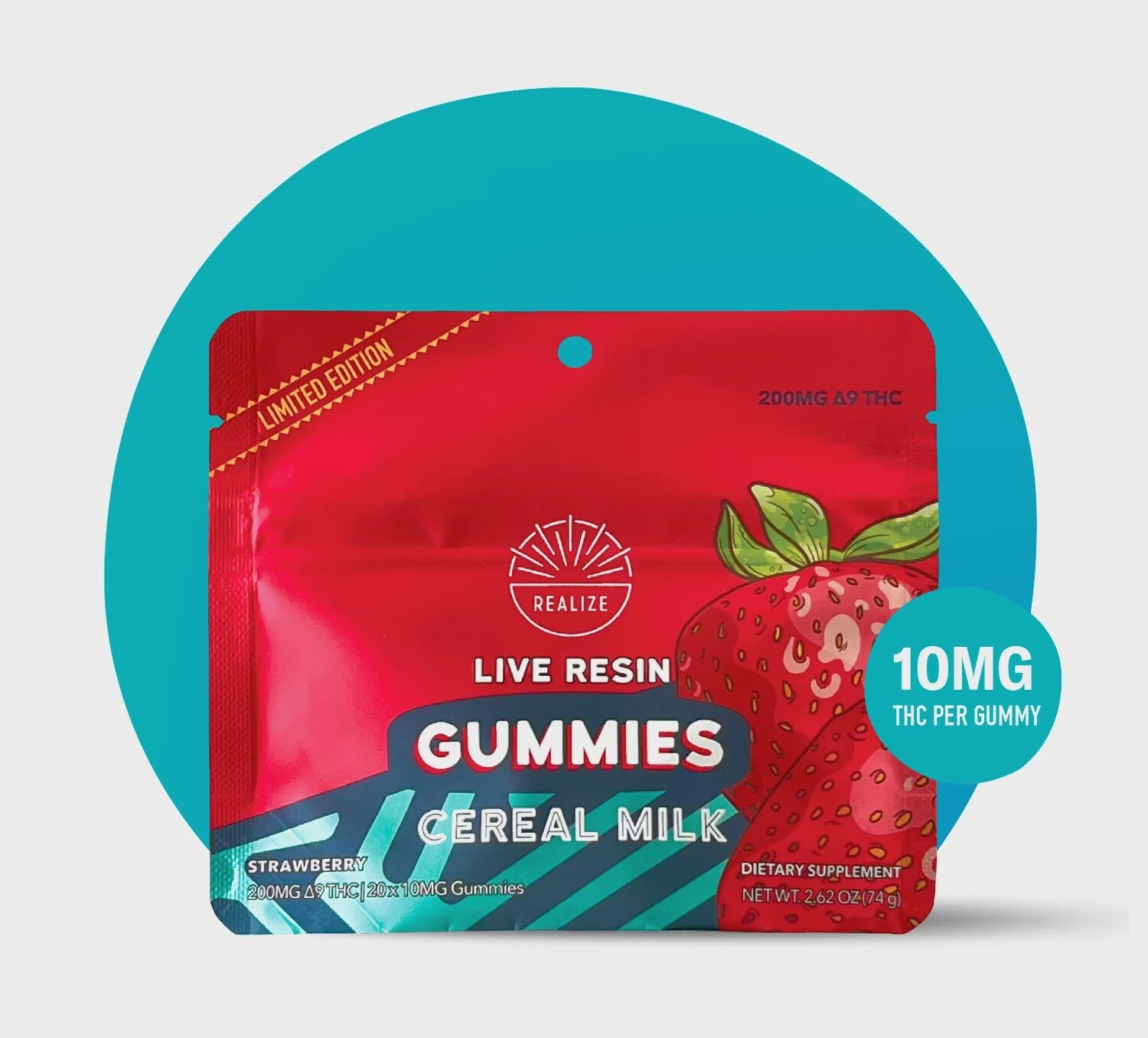 Realize Live Resin Gummies, Strawberry - Cereal Milk