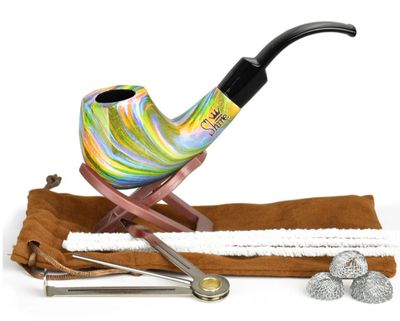 Shire Pipes The Firebow | Bent Brandy Saddle Stem Rainbow Wood Pipe