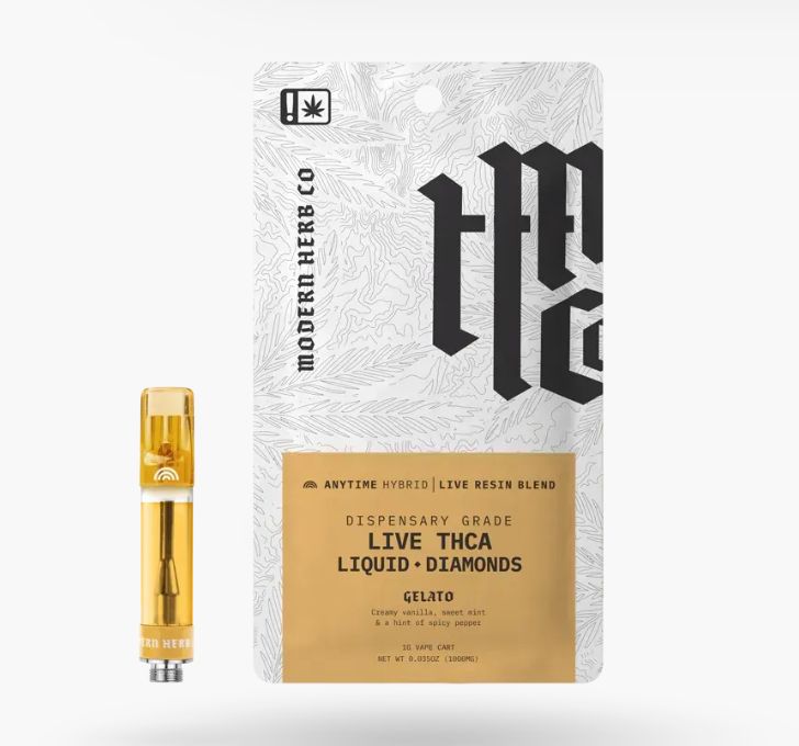 Modern Herb Co. – Live Resin Liquid Diamonds | THCA |Blend | 1G Cart, Strain: Gelato (H)