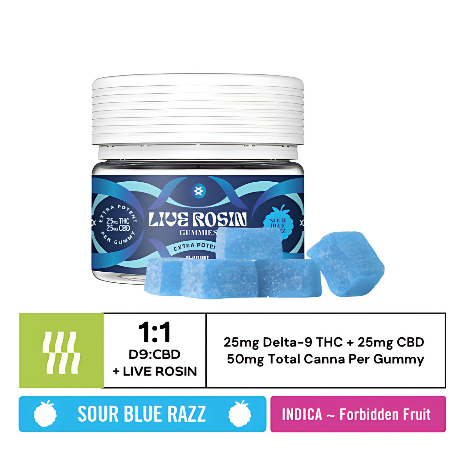 Shifters Sour Blue Razz - Live Rosin Extra Potent Delta 9 THC Gummies