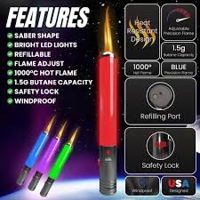 Saber Shaped Torch with Glowing Lights and Adjustable Flame