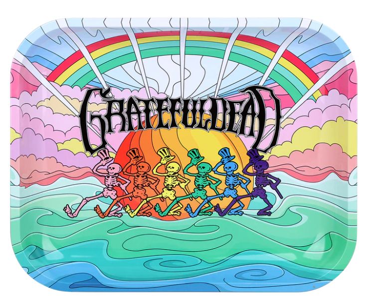 Pulsar Metal Rolling Tray  &amp; Lid, Type: Grateful Dead x Pulsar Large Metal Rolling Tray | Under The Rainbow