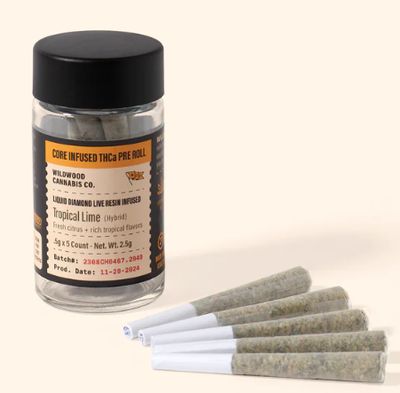 THCa Live Resin Core Infused Pre Roll, 5ct