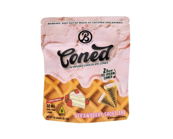 Baked Bags | THC Cones | D9 THC Infused Chocolate Cones | 25mg – 2ct, flavor: Strawberry Shortcake