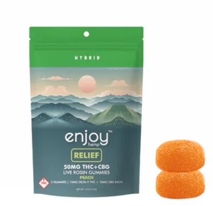 50 mg Relief Gummies - Peach- Delta 9 + CBG - Enjoy