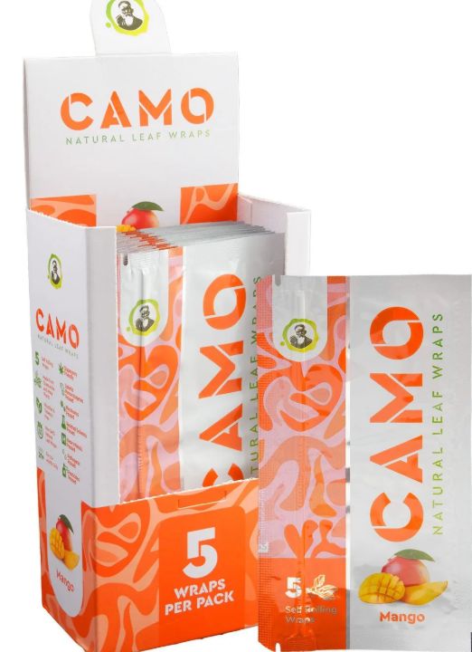 Camo Natural Leaf Wraps 5pk, flavor: Mango